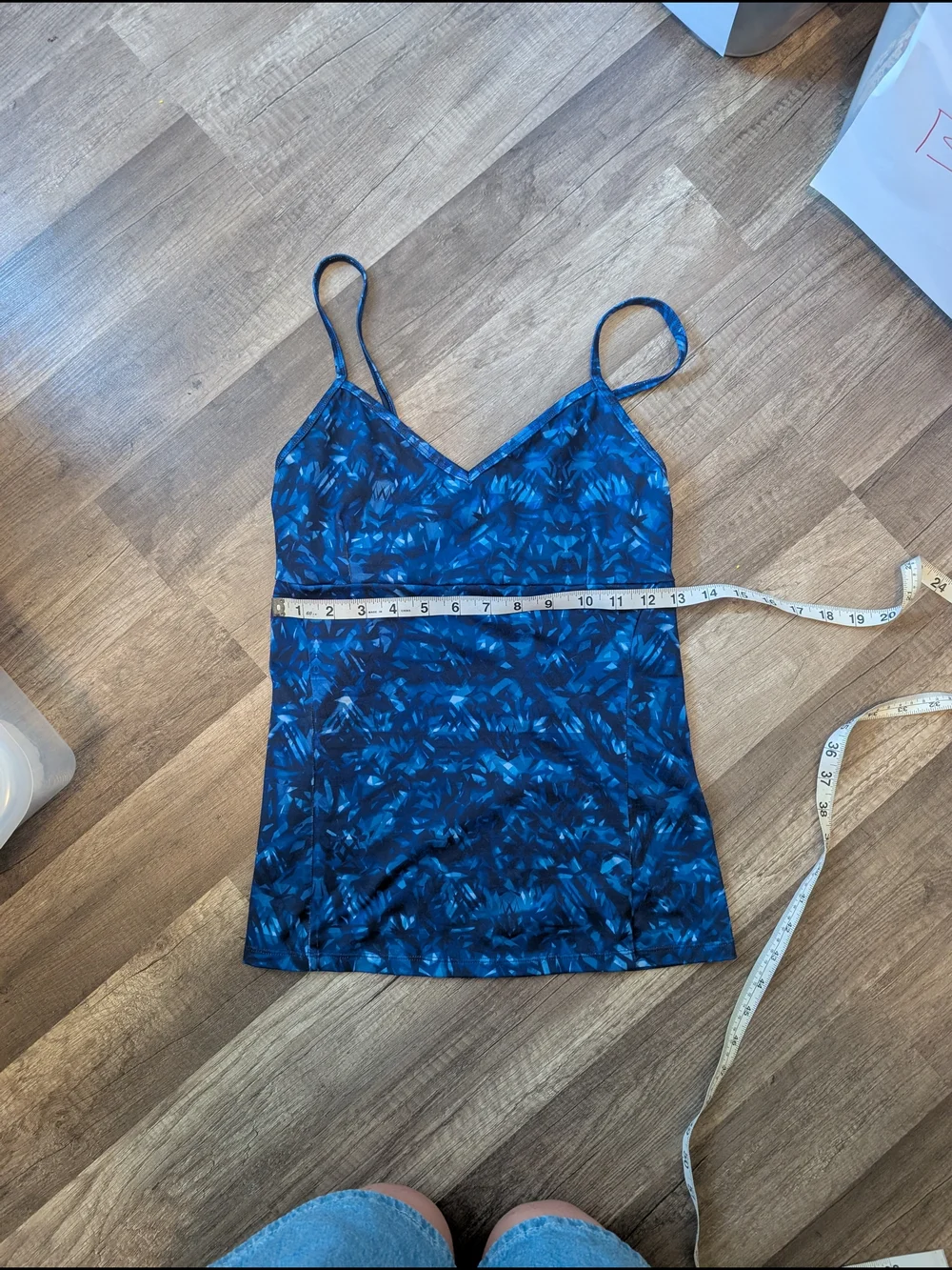 ALO Yoga Women's Blue Patterned Strappy Tank Top